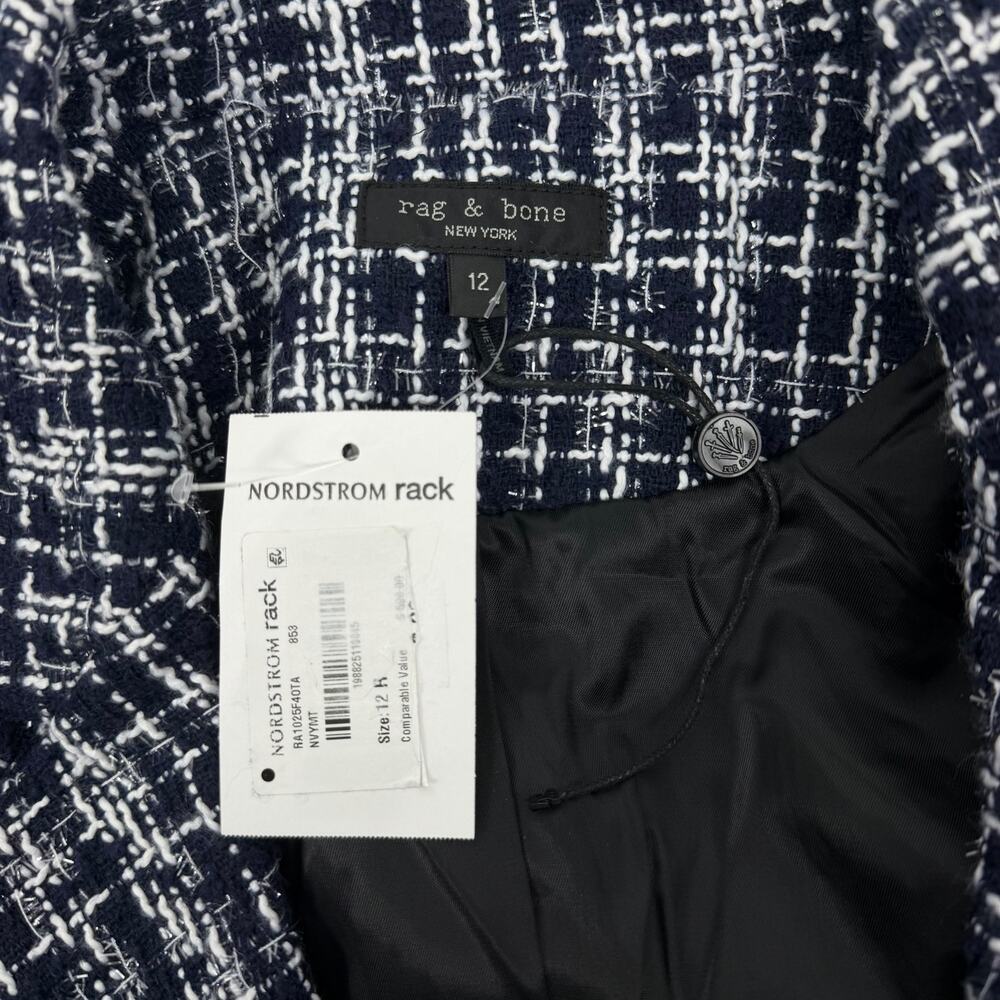 Rag & Bone Elvy Tweed Double Breasted Blazer Jacket Navy Size 12 - Picture 11 of 11